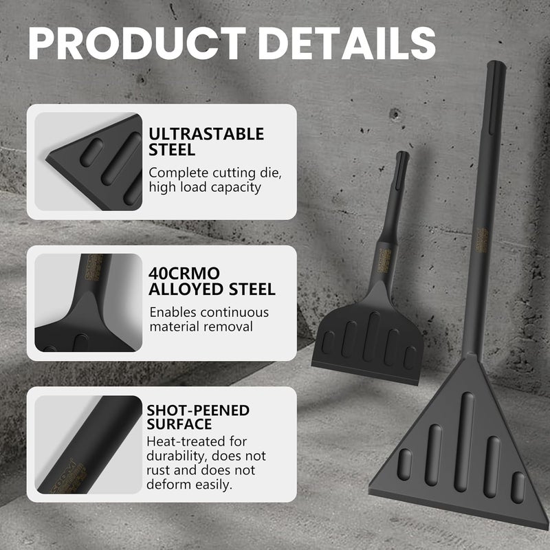 CSOOM SDS Max Chisel, 6 Inch by 15 Inch Tile Removal Scraping Chisel for Floor Removal, Concrete Mortar Thinset with SDS Max Handle Rotary Hammer Bit - Image 3
